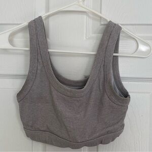 ALO Gray Ribbed Sports Bra